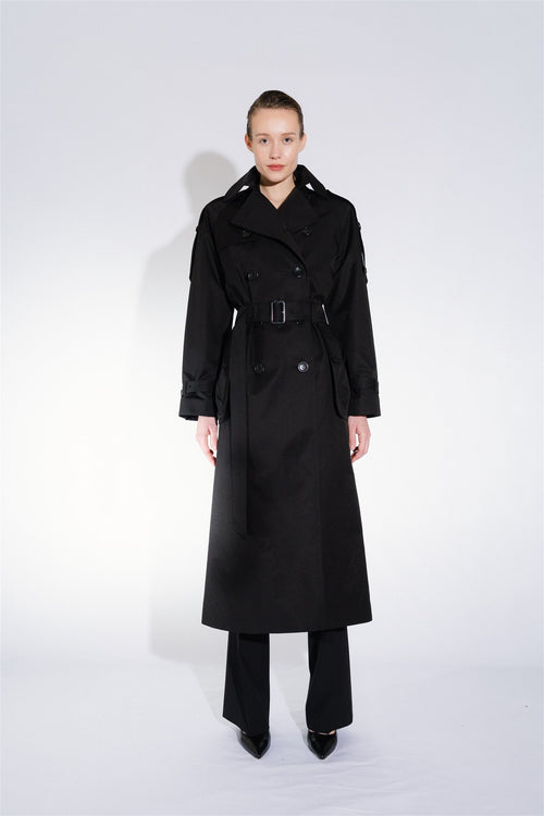 čierny oversize dámsky trenchcoat