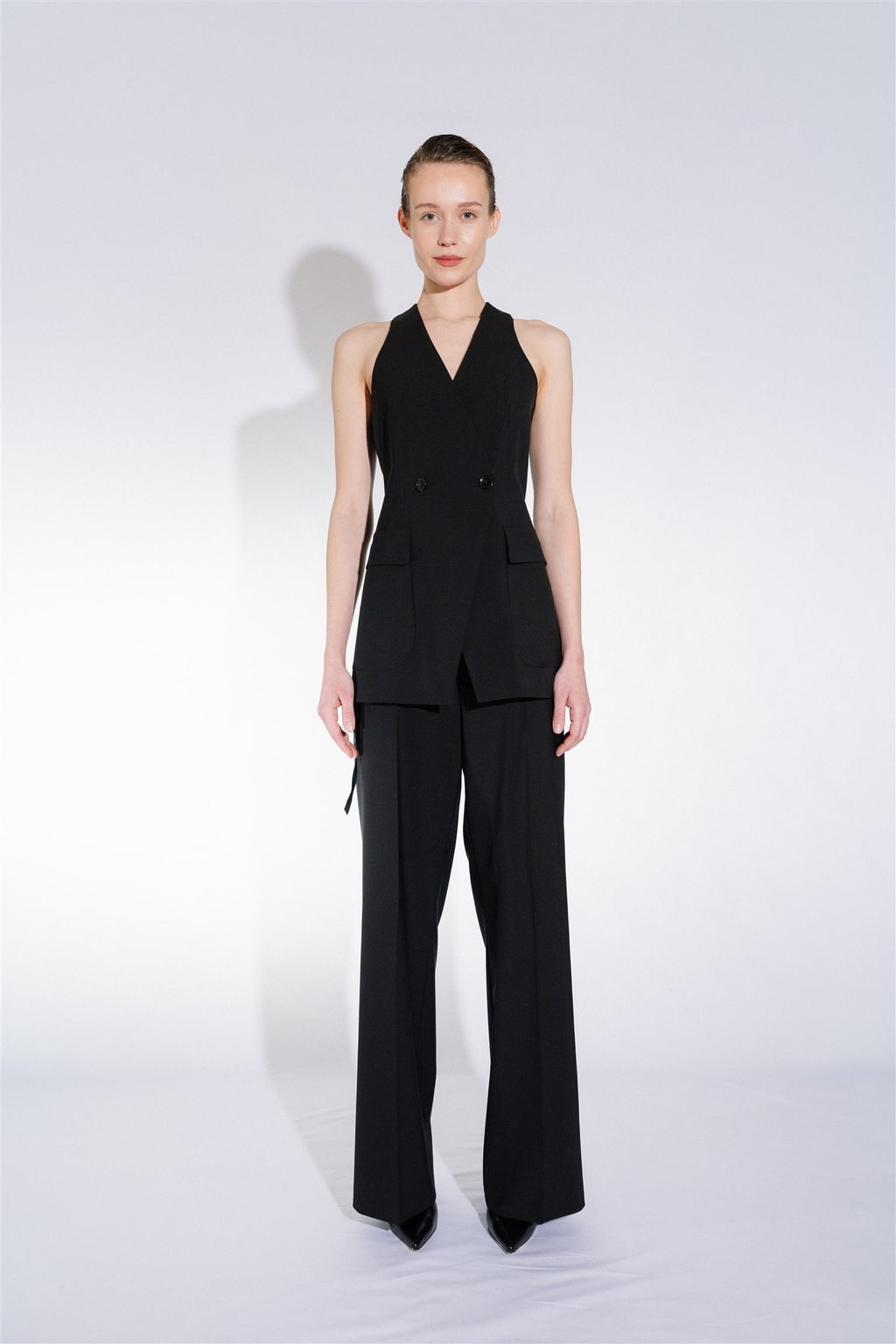 women's elegant straight black trousers