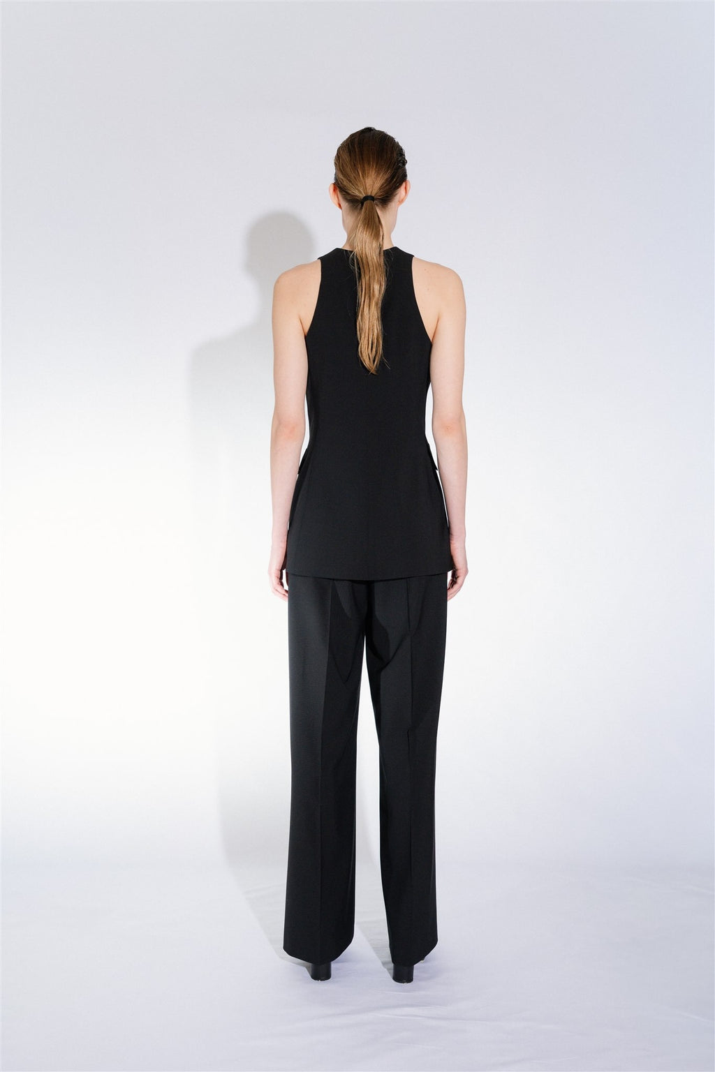 Čierna Elegantná Dvojradová Vesta