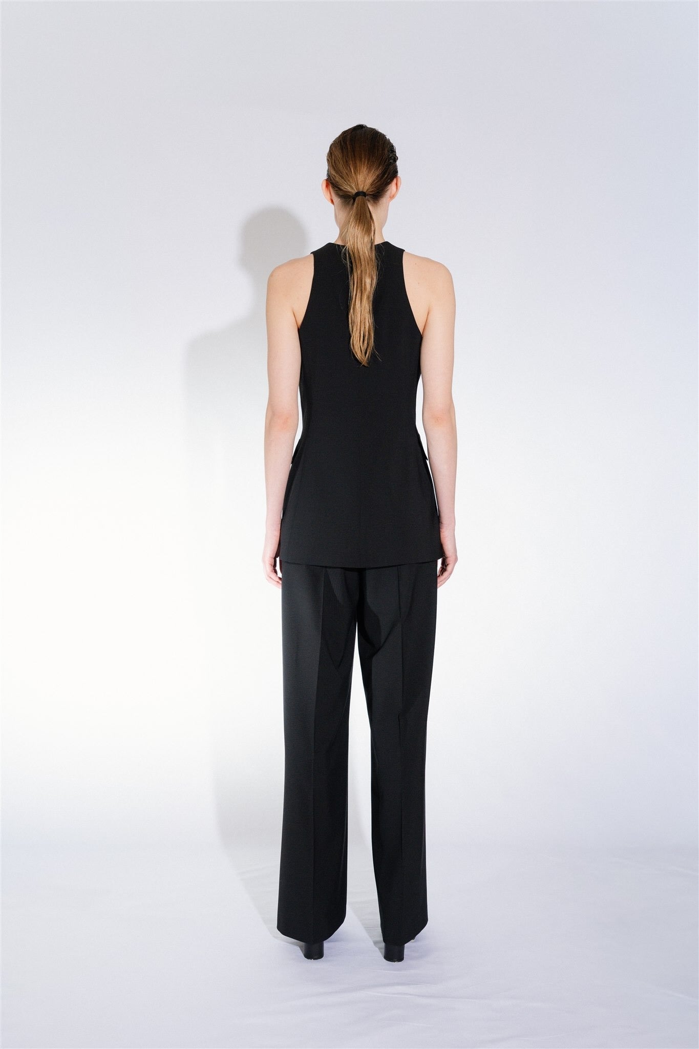 Čierna Elegantná Dvojradová Vesta