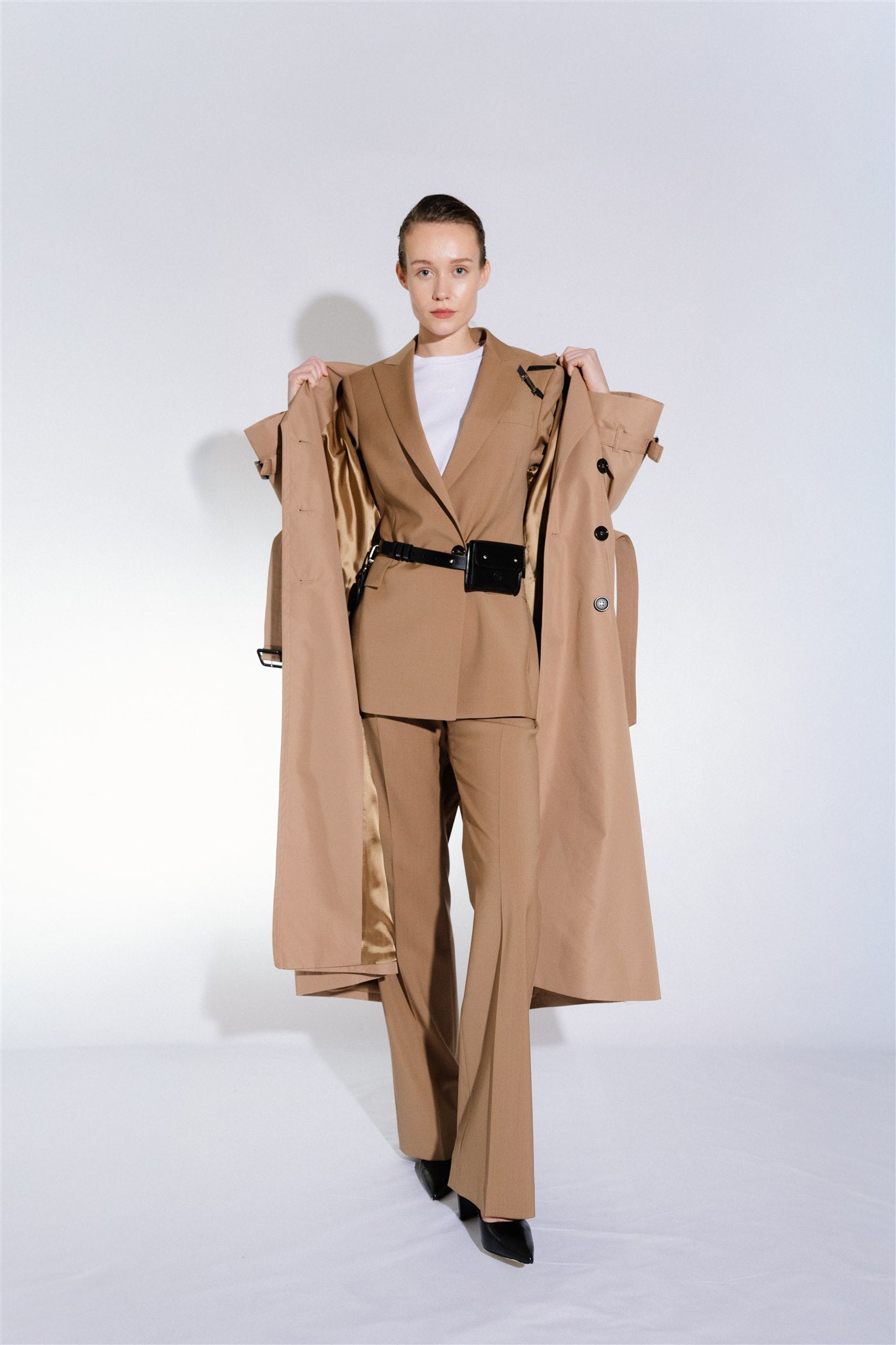 camel oversized women's trench coat