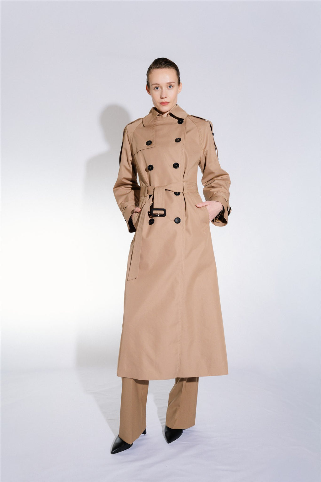camel oversized women's trench coat