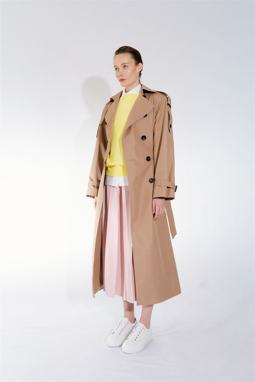 camel oversized women's trench coat