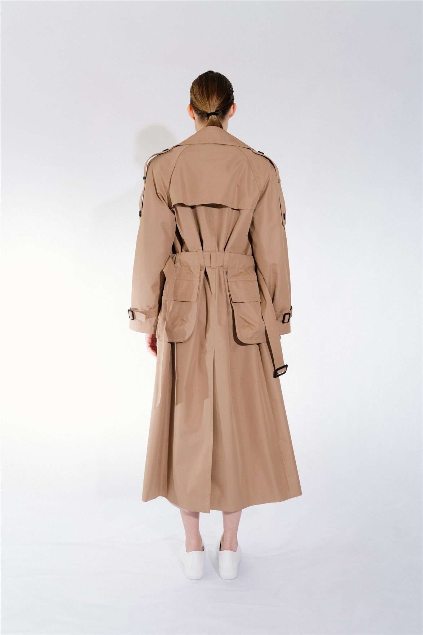 camel oversize dámsky trenchcoat
