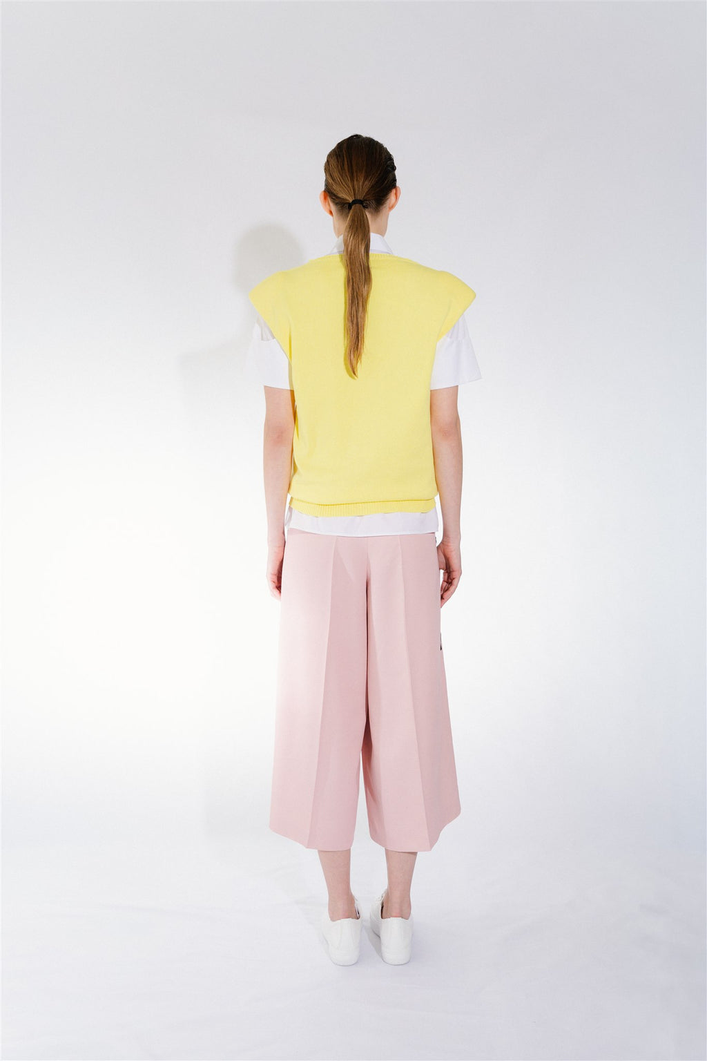 women's pink wide cropped trousers